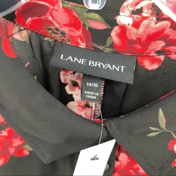 Lane bryant NWT dress/long top black floral Size 14/16 Short Sleeves - Picture 5 of 8
